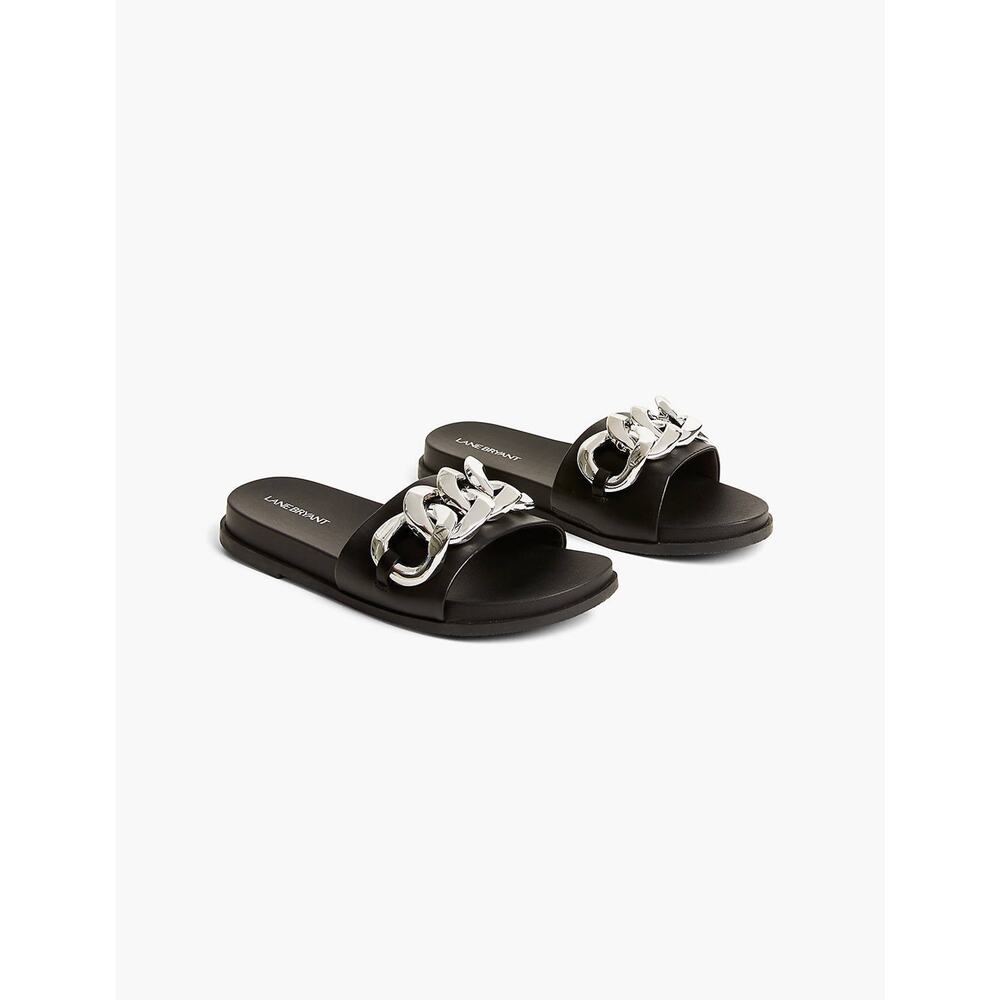 LANE BRYANT Sz 9W Dream Cloud Chain Slide Sandals Flats Women EUC